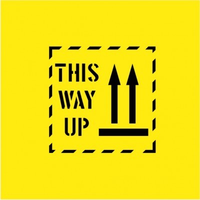 THIS WAY UP WITH ARROWS STENCIL 300 X 300