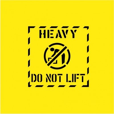 HEAVY DO NOT LIFT WITH PICTO STENCIL 300 X 300