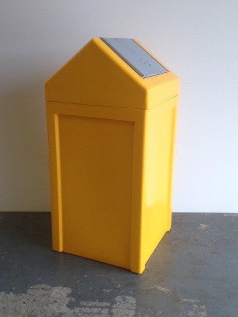 YELLOW PILLAR BIN WITH FLIP TOP LID