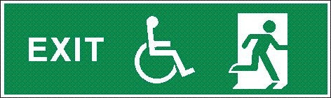 EXIT WITH DISABLED & EMERGENCY EXIT PICTOS LUMINOUS POLYPROPYLENE 400 X 100
