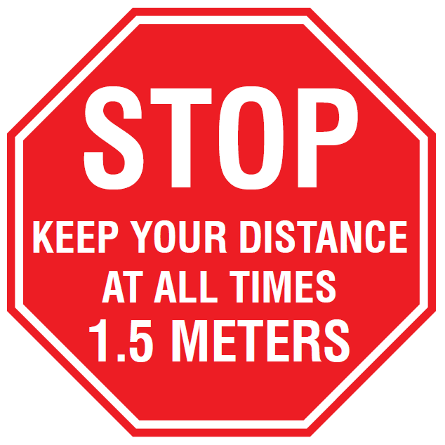 FLOOR MARKER STOP KEEP YOUR DISTANCE AT ALL TIMES 1.5 METERS 300 DIAMETER