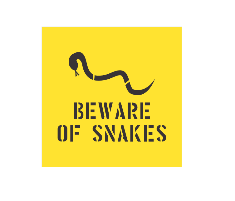 BEWARE OF SNAKES WITH PICTO STENCIL 650 x 650