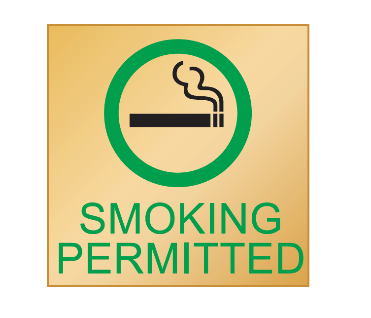 REVERSE ENGRAVED PAINT-FILLED SMOKING PERMITTED WITH PICTO 150 X 150