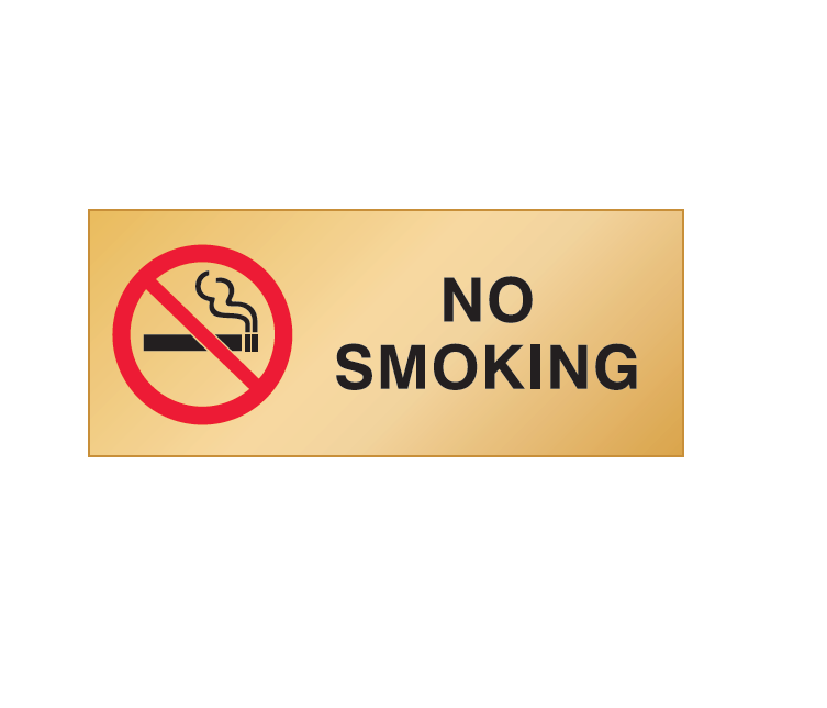 REVERSE ENGRAVED PAINT-FILLED NO SMOKING WITH PICTO 290 X 120