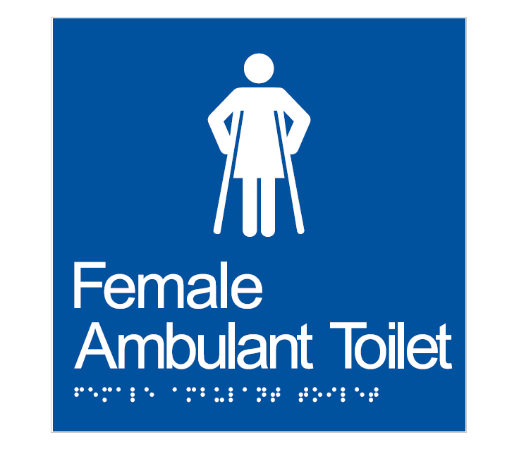 BRAILLE FEMALE AMBULANT TOILET RESTROOM DISABLED 180 X 180