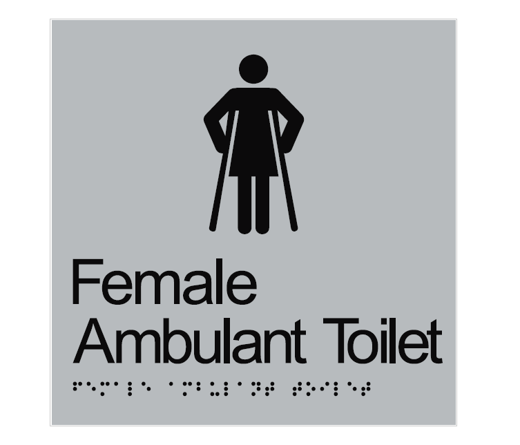 BRAILLE FEMALE AMBULANT TOILET RESTROOM DISABLED 180 X 180