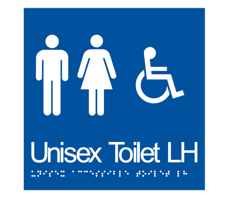 BRAILLE UNISEX TOILET LH RESTROOM DISABLED 180 X 180