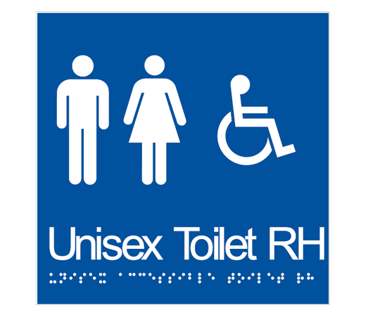 BRAILLE UNISEX TOILET RH RESTROOM DISABLED 180 X 180