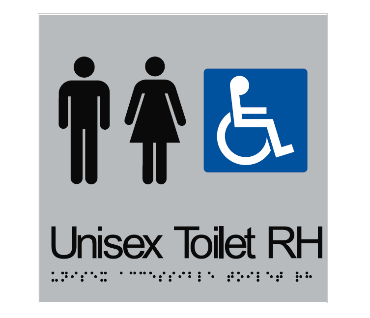 BRAILLE UNISEX TOILET RH RESTROOM DISABLED 180 X 180