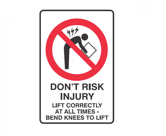 DON'T RISK INJURY LIFT CORRECTLY AT ALL TIMES BEND YOUR KNEES TO LIFT
