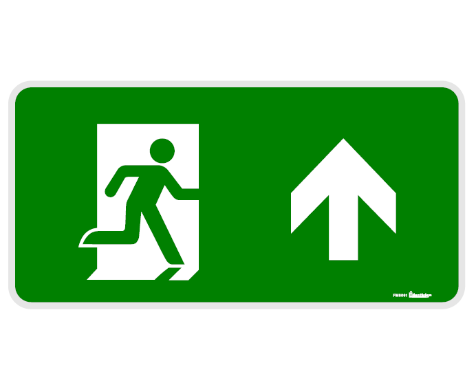 FLOOR MARKER FIRE EXIT PICTOS ADHESIVE LABEL 500 X 250