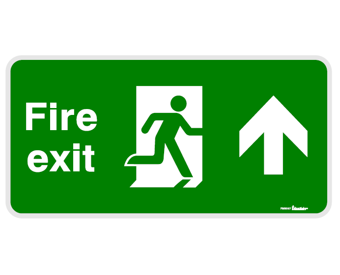 FLOOR MARKER FIRE EXIT WITH PICTOS ADHESIVE LABEL 500 X 250