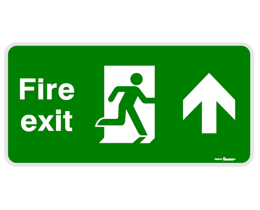 FLOOR MARKER FIRE EXIT WITH PICTOS ADHESIVE LABEL 500 X 250