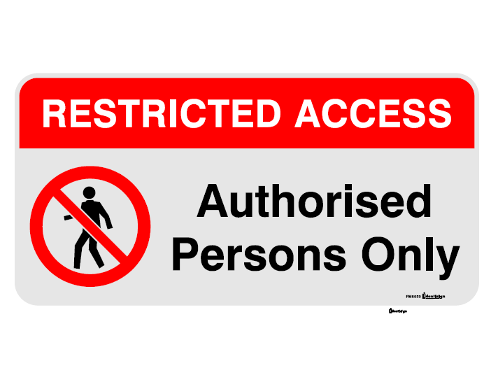 FLOOR MARKER RESTRICTED ACCESS AUTHORISED PERSONS ONLY WITH PICTO 500 X 250