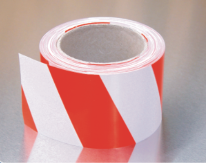 WHITE / RED BARRIER TAPE