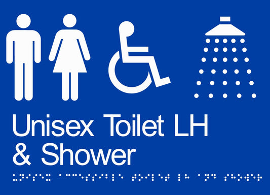BRAILLE UNISEX DISABLED TOILET LH & SHOWER RESTROOM 180 X 250