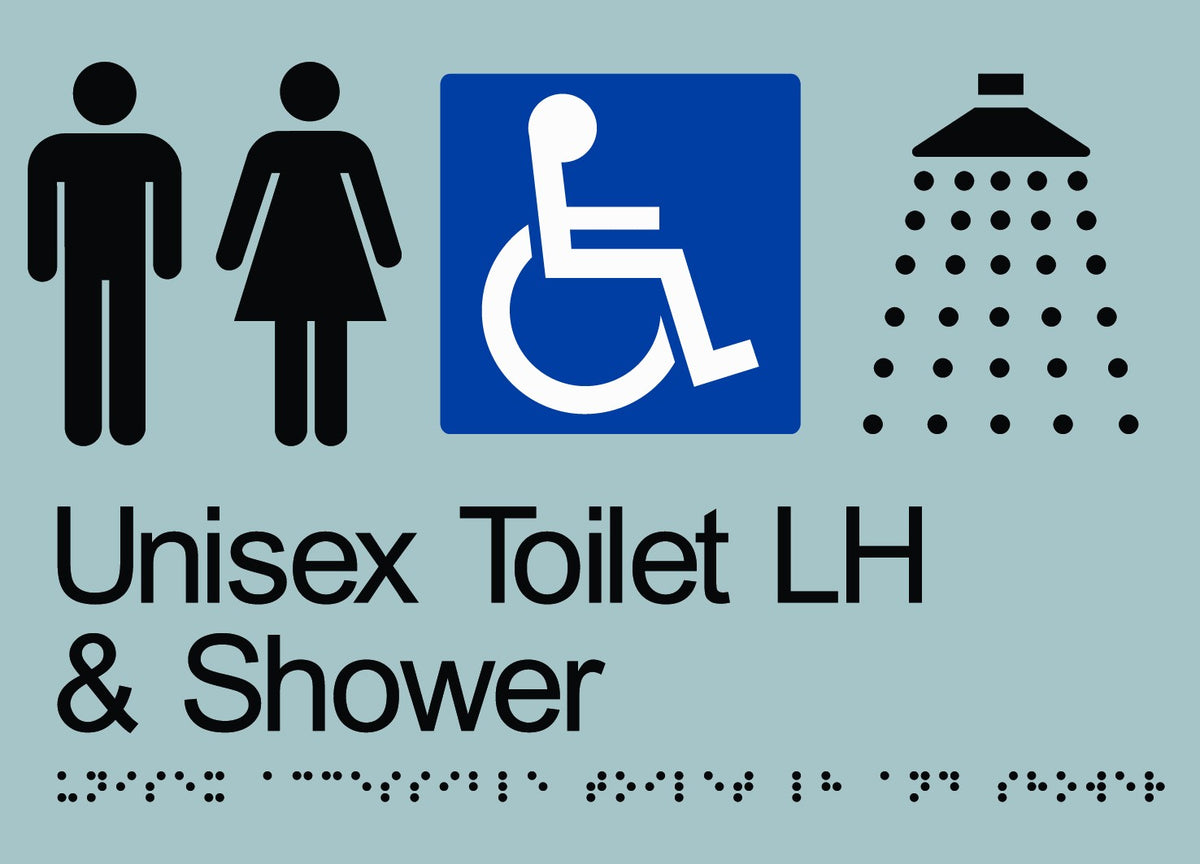 BRAILLE UNISEX DISABLED TOILET LH & SHOWER RESTROOM 180 X 250