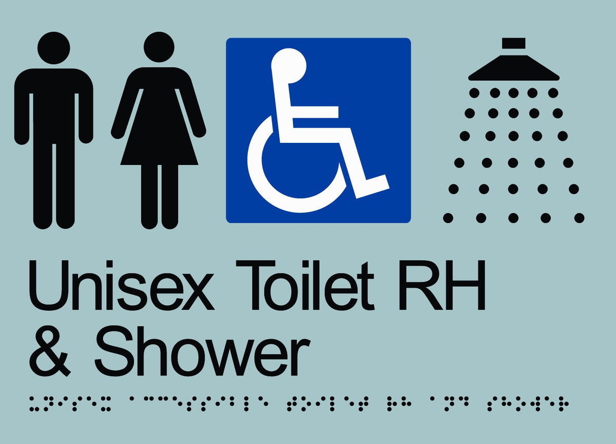 BRAILLE UNISEX DISABLED TOILET RH & SHOWER RESTROOM 180 X 250