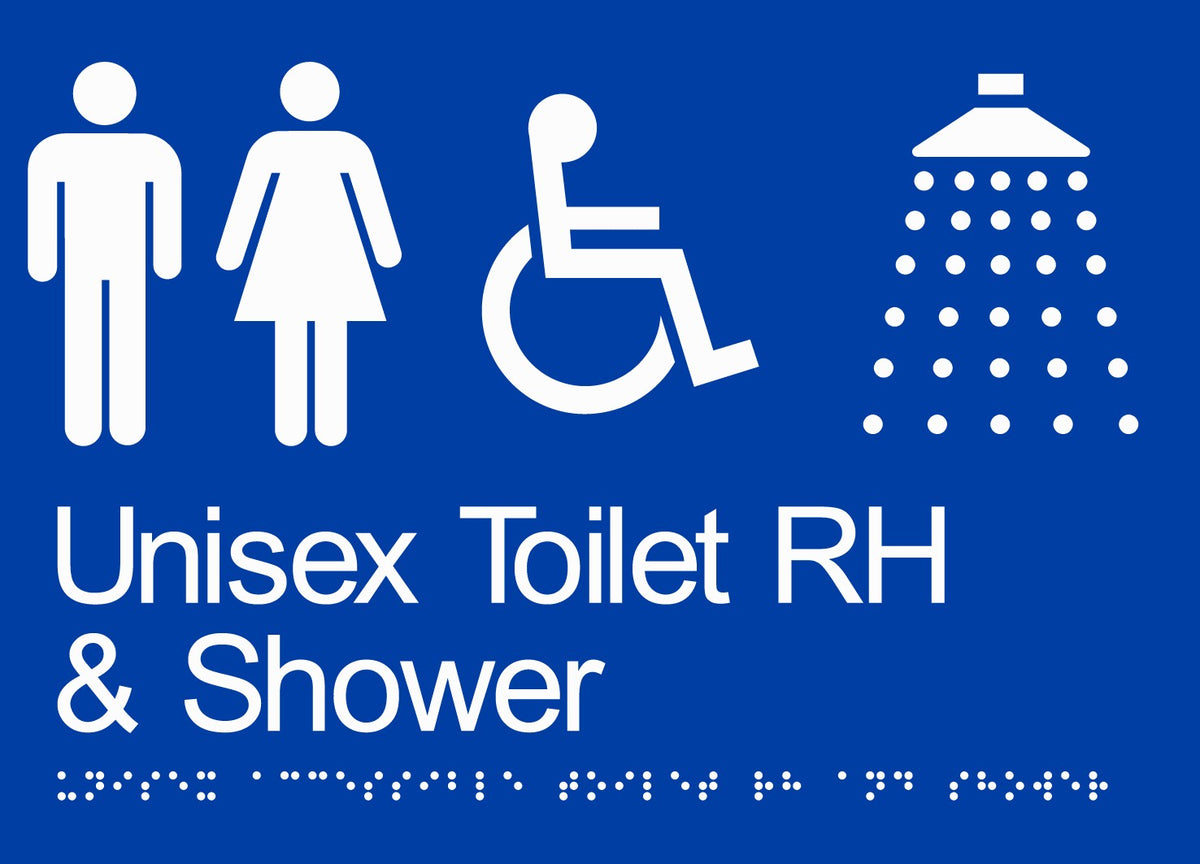 BRAILLE UNISEX DISABLED TOILET RH & SHOWER RESTROOM 180 X 250