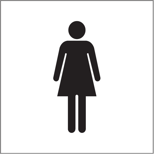 ENGRAVED FEMALE PICTO RESTROOM 150 X 150