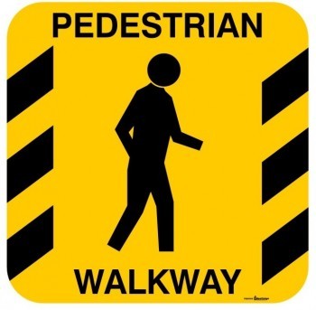 FLOOR MARKER PEDESTRIAN WALKWAY WITH PICTO ADHESIVE LABEL 500 X 500