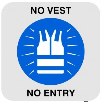 FLOOR MARKER NO VEST NO ENTRY WITH PICTO ADHESIVE LABEL 500 X 500