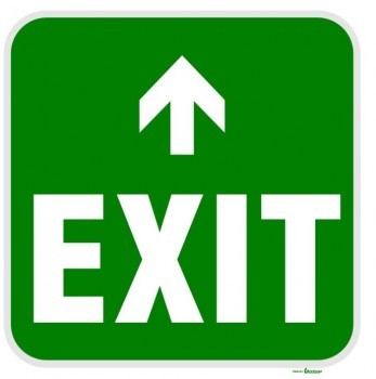 FLOOR MARKER EXIT WITH ARROW ADHESIVE LABEL 500 X 500