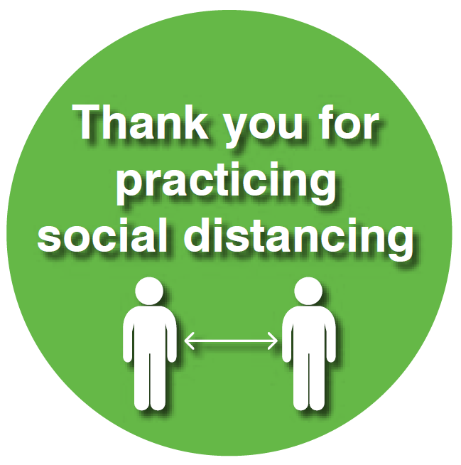 FLOOR MARKER THANK YOU FOR PRACTICING SOCIAL DISTANCING WITH PICTO 300 DIAMETER