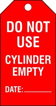 DO NOT USE CYLINDER EMPTY DATE HAZARD TAG POLYPROPYLENE - 10 PACK