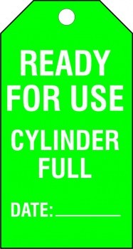 READY FOR USE CYLINDER EMPTY DATE HAZARD TAG POLYPROPYLENE - 10 PACK