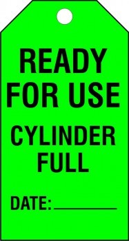 READY FOR USE CYLINDER EMPTY DATE HAZARD TAG POLYPROPYLENE - 10 PACK
