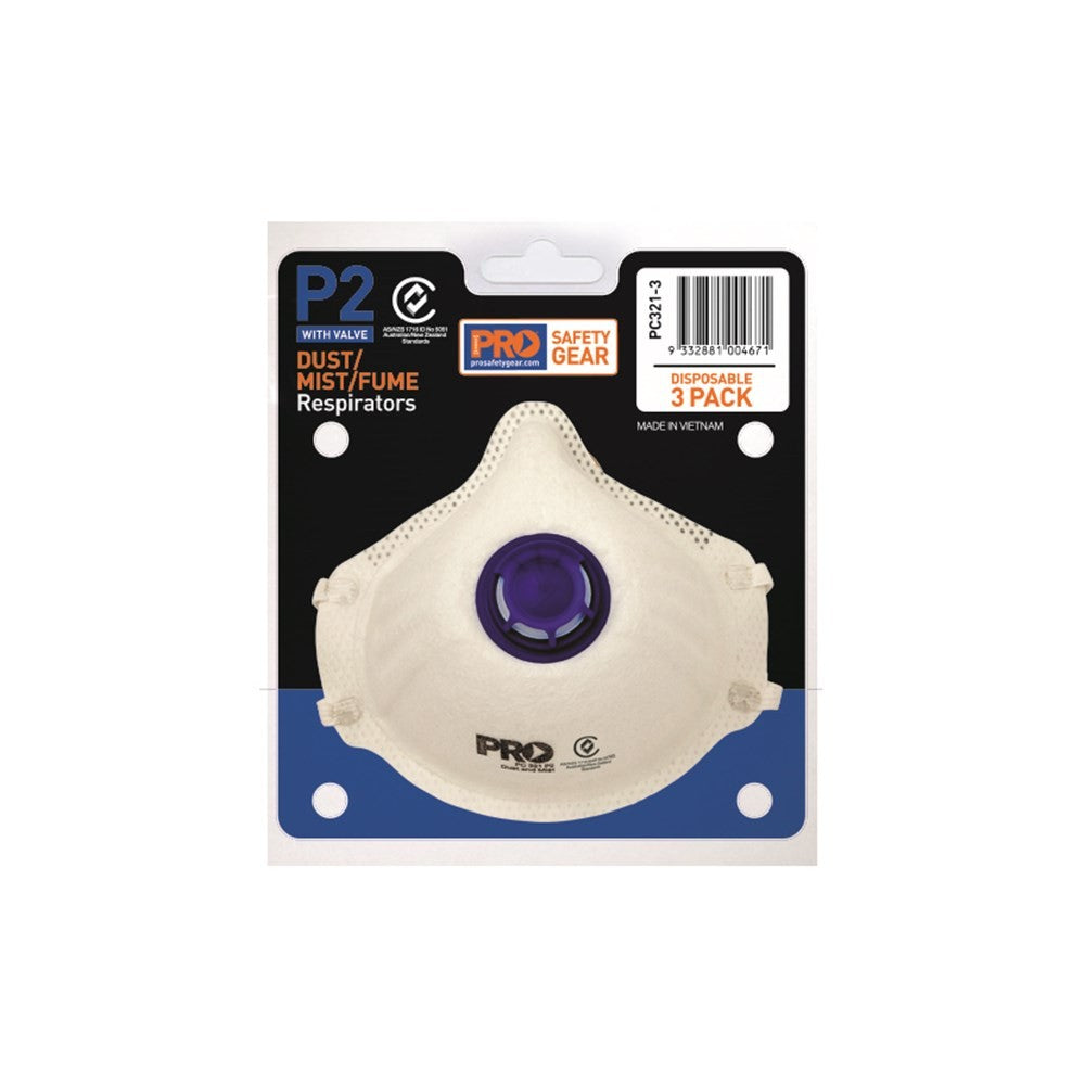 PROCHOICE DUST MASKS P2 + VALVE - PACK OF 3