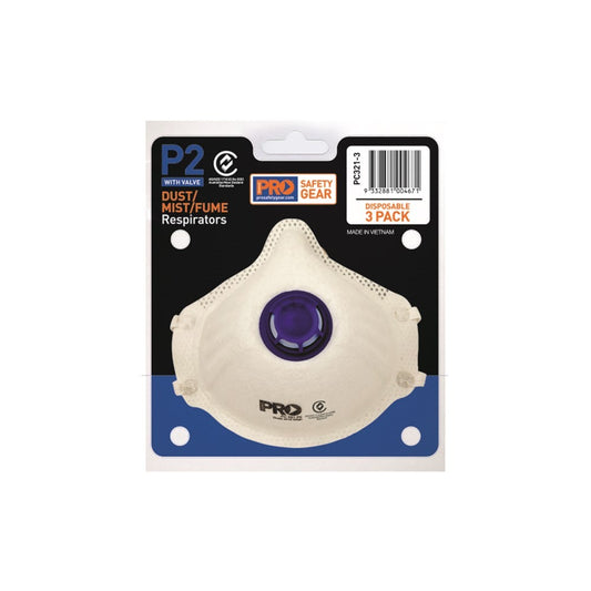 PROCHOICE DUST MASKS P2 + VALVE - PACK OF 3