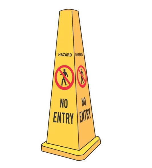 FOUR SIDED CONE HAZARD NO ENTRY WITH PICTO