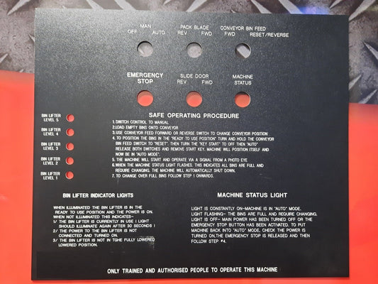 MACHINERY FASCIA INFORMATION PANEL