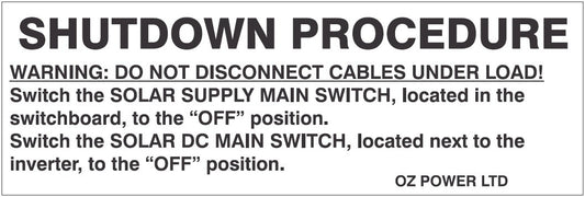ENGRAVED UTILITY IDENTIFICATION LABEL SOLAR