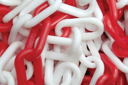 CHAIN 6MM PLASTIC 25M - RED / WHITE