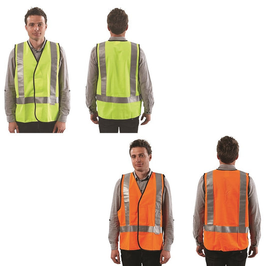 Fluro Safety H Back Taped Vest: Day/Night Use