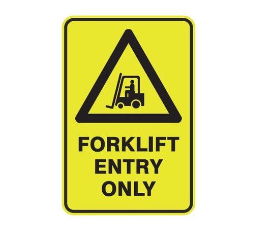 FORKLIFT ENTRY ONLY WITH PICTO CLASS 1 REFLECTIVE ALUMINIUM 445 X 295