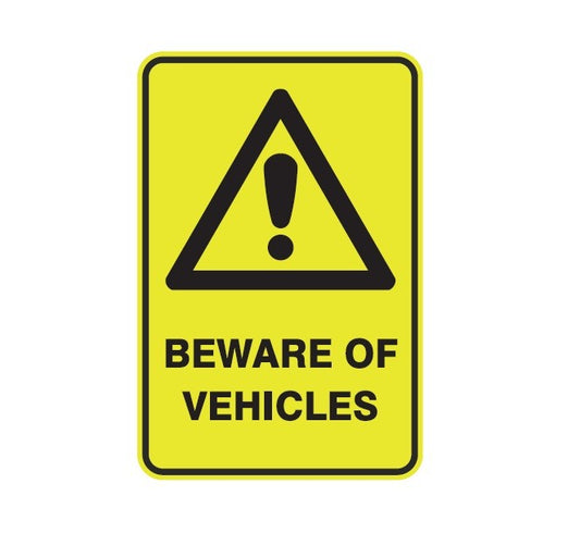BEWARE OF VEHICLES WITH PICTO CLASS 1 REFLECTIVE ALUMINIUM 445 X 295