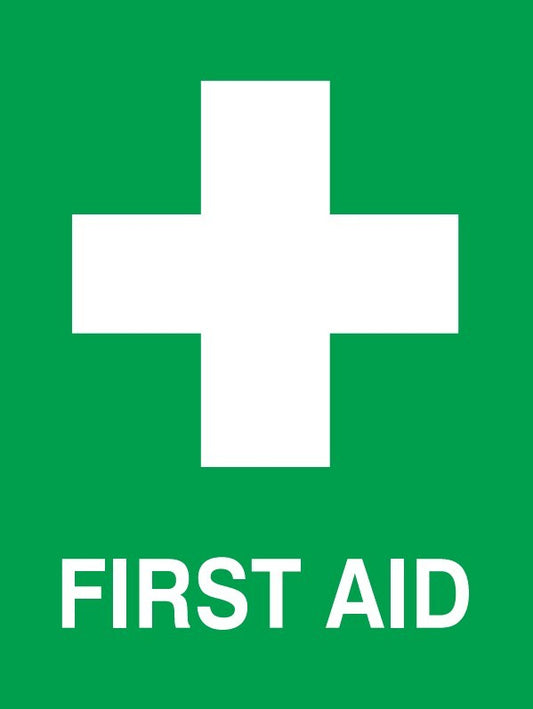 REVERSE ENGRAVED PAINT-FILLED FIRST AID WITH PICTO 150 X 200