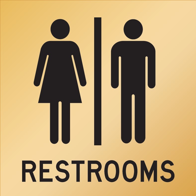 REVERSE ENGRAVED PAINT-FILLED UNISEX RESTROOMS WITH PICTO 150 X 150