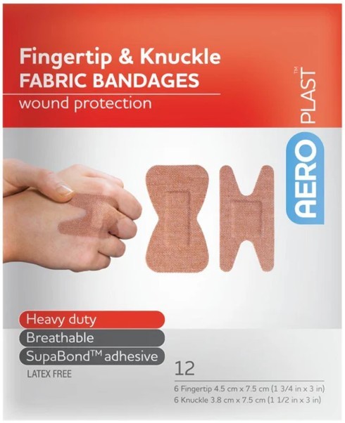 Fabric Dressings Fingertip & Knuckle (12) Latex Free
