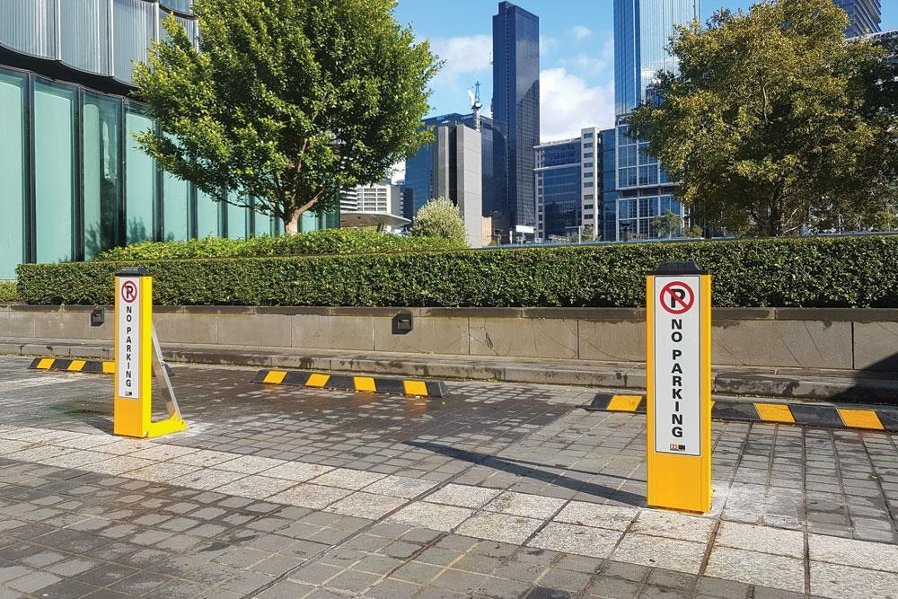 FOLD DOWN PARKING SPACE PROTECTOR - NO PARKING