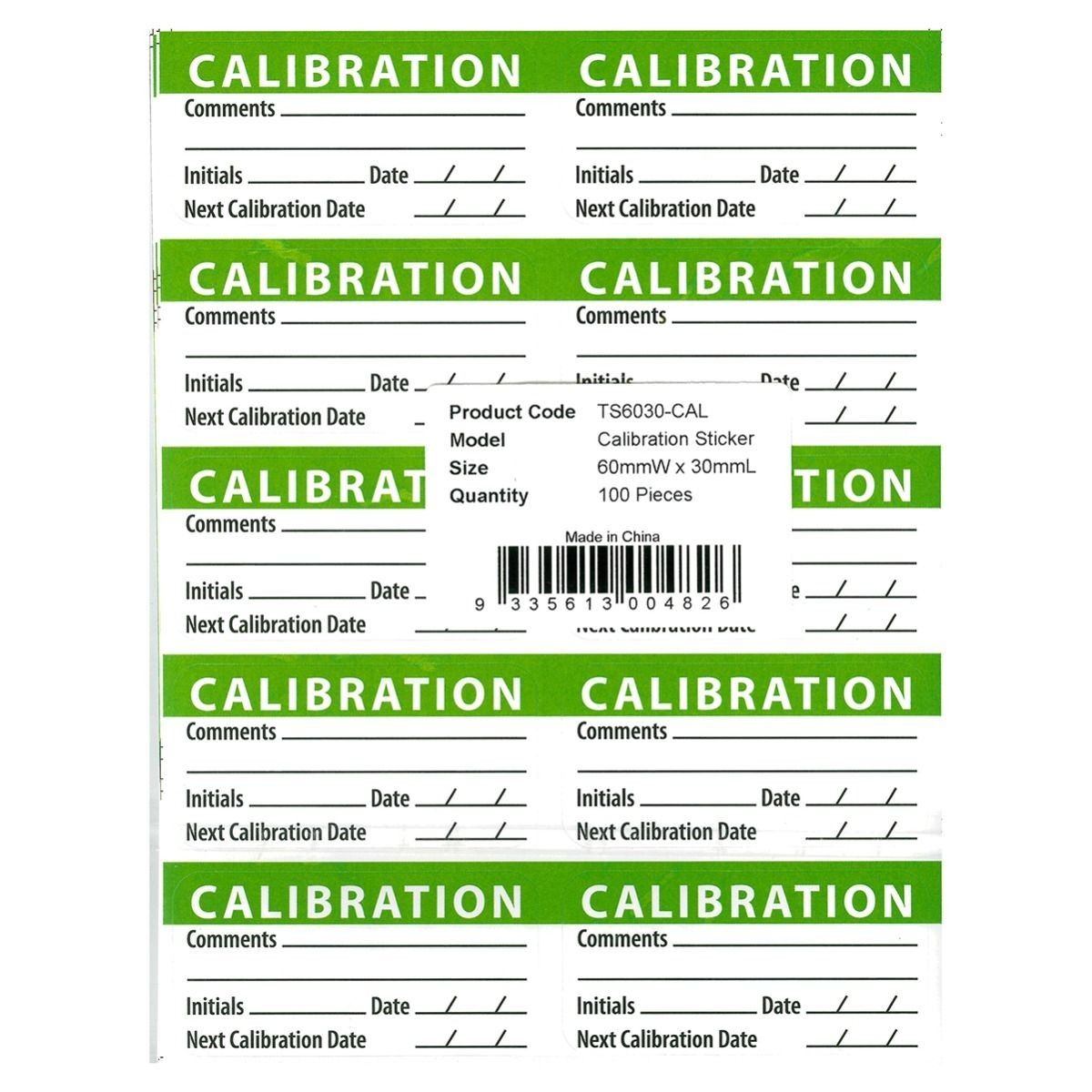Calibration Adhesive Label - 100/pack