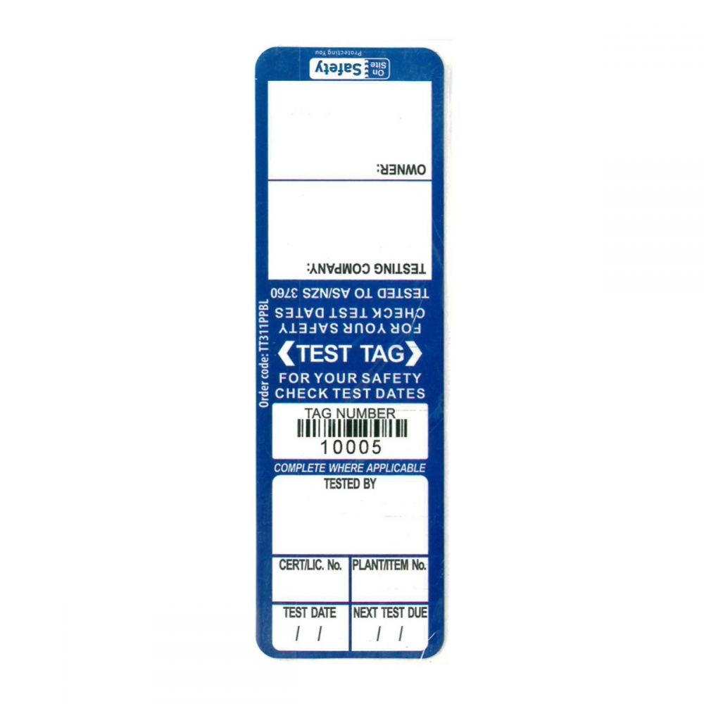 Test and Tag Labels - Indoor - Blue - 100 Pack