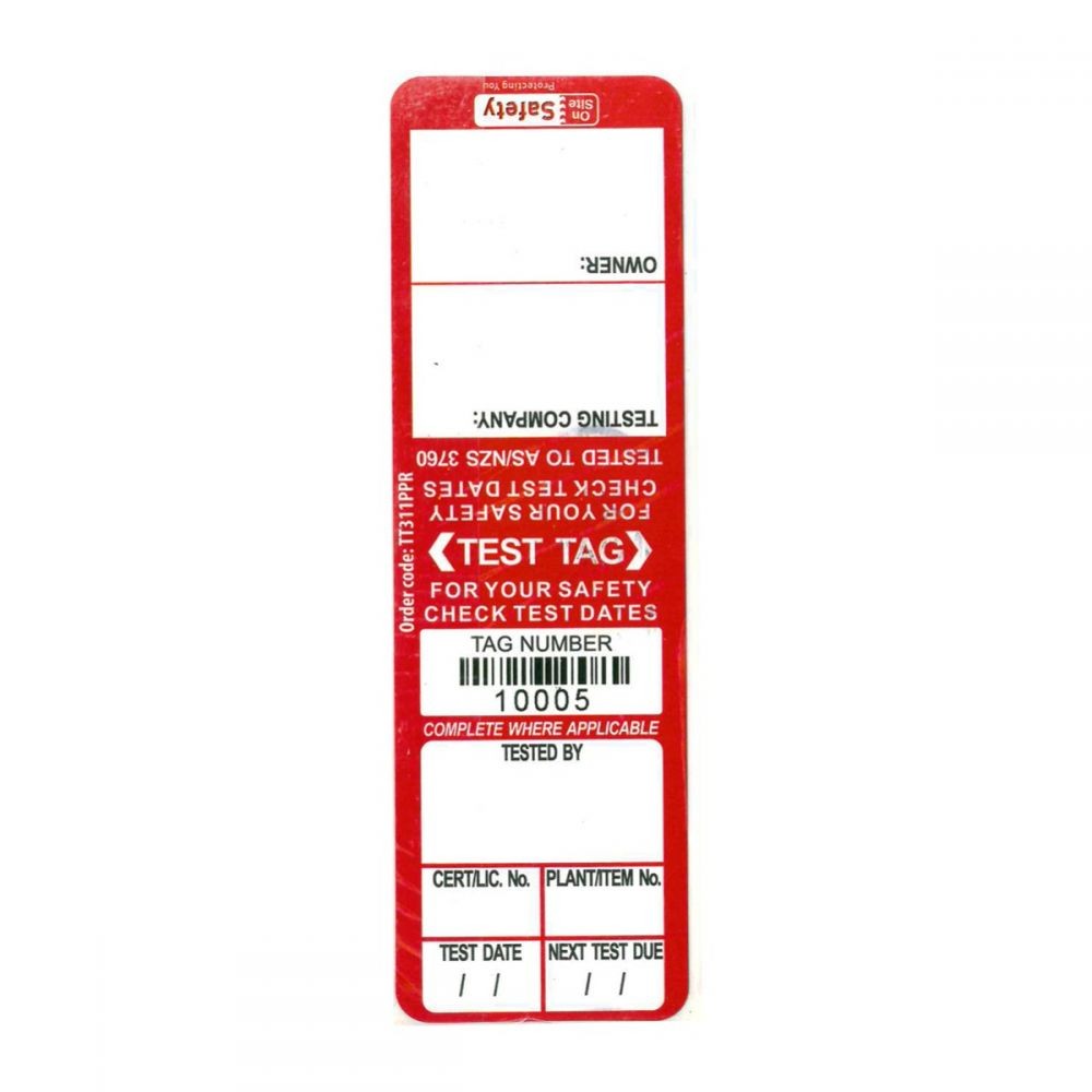 Test and Tag Labels - Indoor - Red - 100 Pack