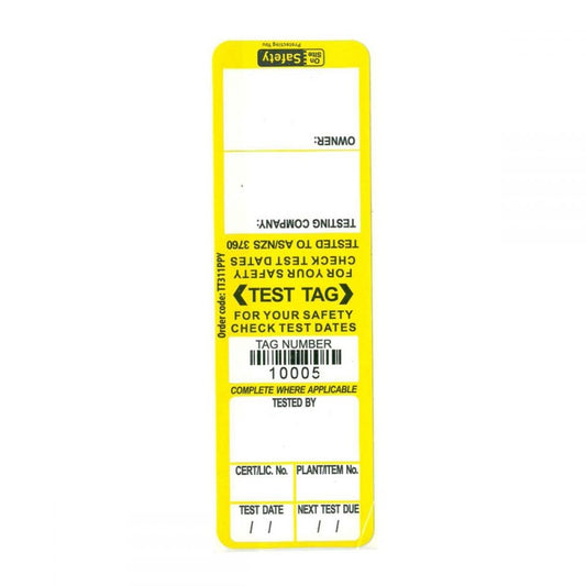 Test and Tag Labels - Indoor - Yellow - 100 Pack
