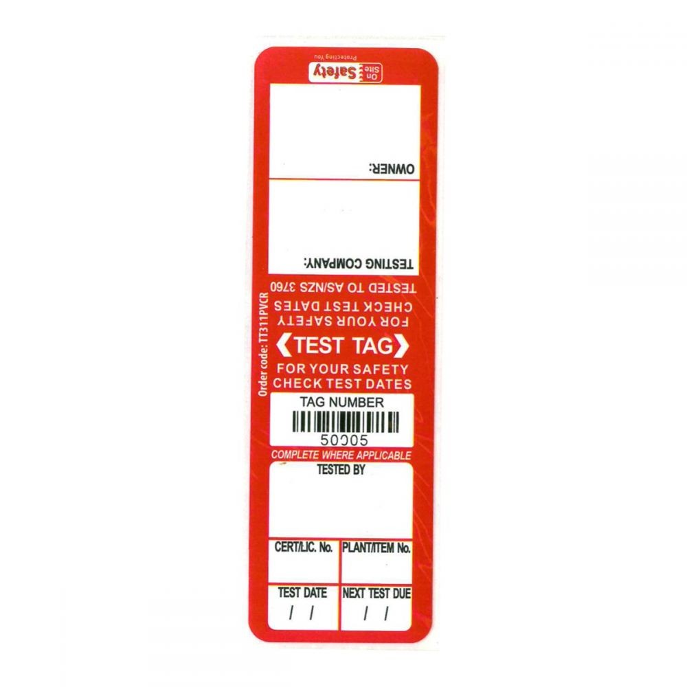 Test and Tag Labels - Outdoor (weather resistant) -Red - 100 Pack
