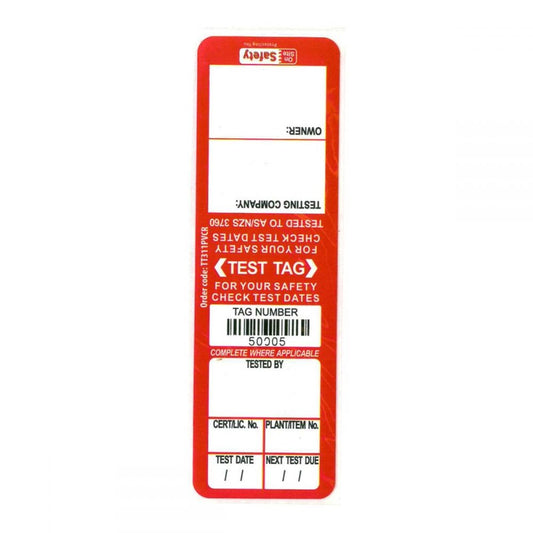 Test and Tag Labels - Outdoor (weather resistant) -Red - 100 Pack